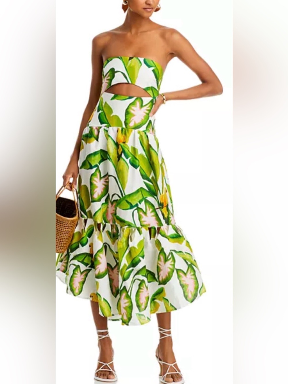 Farm‎ Rio Summer Foliage Strapless Dress Sz Large NWT!